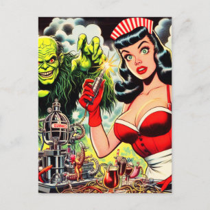 Vintage Horror Comics Postcard