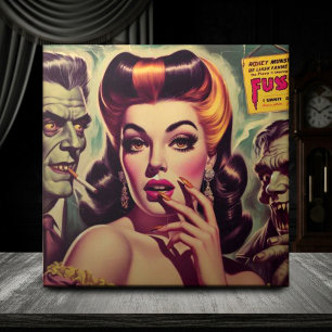 Vintage Horror Goth Girl Tile