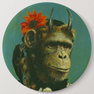 Vintage Horror Monkey Demon Badge Button
