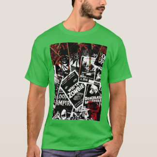 Vintage Horror Movies Collage Black White Bloody g T-Shirt