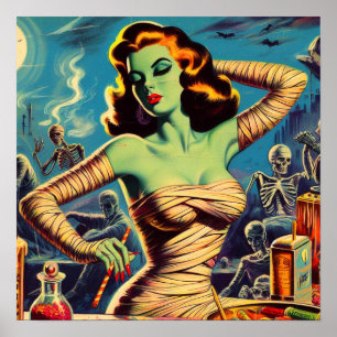 Vintage Horror Mummy Girl Poster