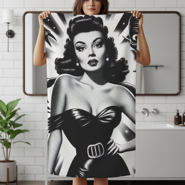 Vintage Horror Pin-up Bath Towel (Creator Uploaded)