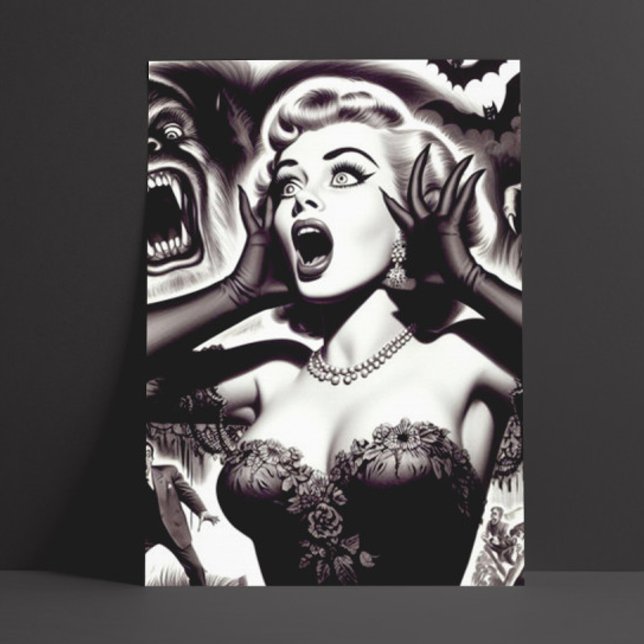 Vintage Horror Pin-up Postcard (Creator Uploaded)