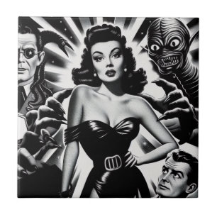 Vintage Horror Pin-up Tile