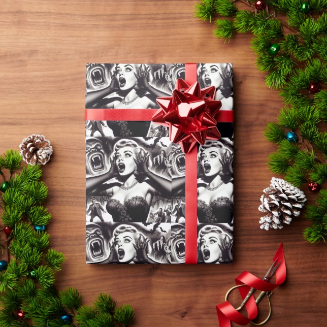 Vintage Horror Pin-up Wrapping Paper (Holiday Gift)