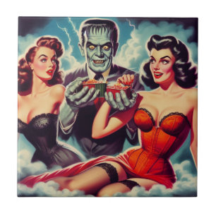 Vintage Horror Pin-ups Tile