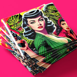 Vintage Horror Sci-fi Pulp Girl Magnet