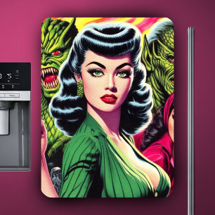 Vintage Horror Sci-fi Pulp Girl Magnet