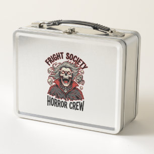 Vintage Horror Shirt Fright Society Skull Design_1 Metal Lunch Box