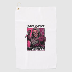 Vintage Horror Shirt with Engraved Slasher Hallowe Golf Towel