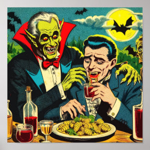 Vintage Horror Vampire Comics Poster