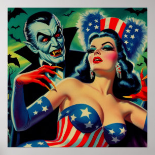 Vintage Horror Vampire Girl Poster