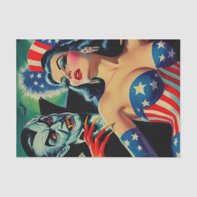 Vintage Horror Vampire Girl Tissue Paper (Front)