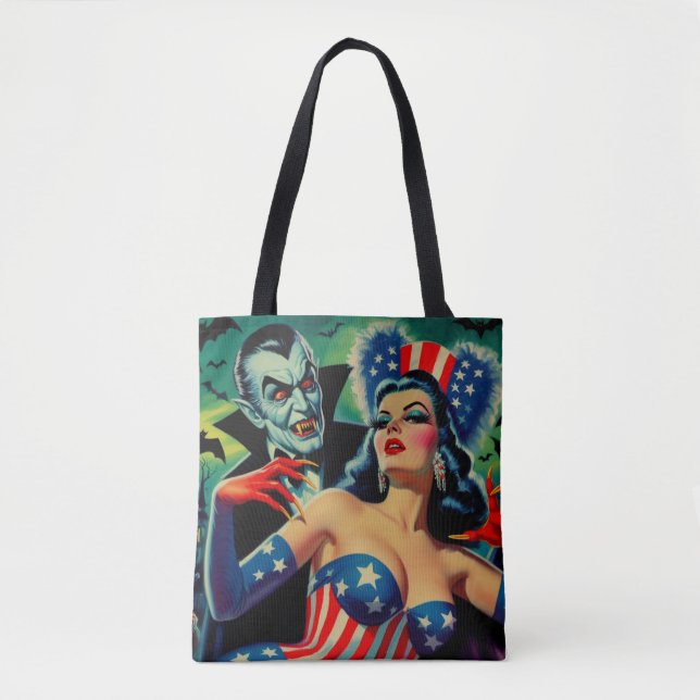 Vintage Horror Vampire Girl Tote Bag (Front)