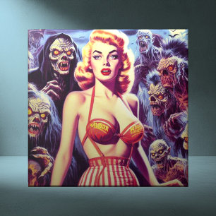 Vintage Horror Woman Tile