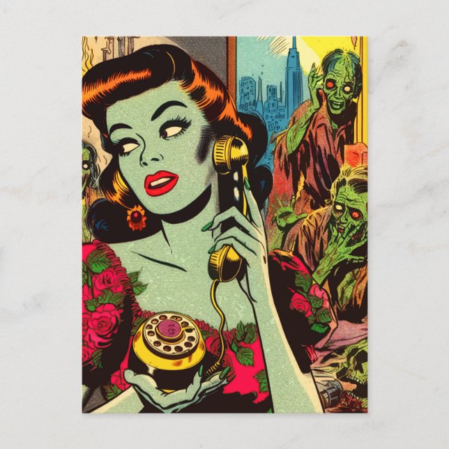 Vintage Horror Zombie Comics Postcard (Front)