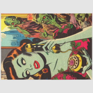 Vintage Horror Zombie Comics Tissue Paper