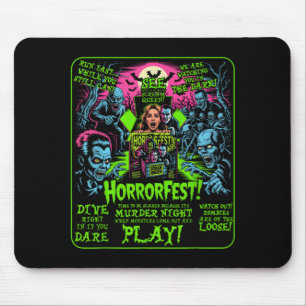 Vintage Horrorfest Poster Halloween Movie Old Time Mouse Mat