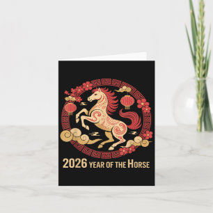 Vintage Horse 2026 Zodiac Chinese New Year Of The  Card