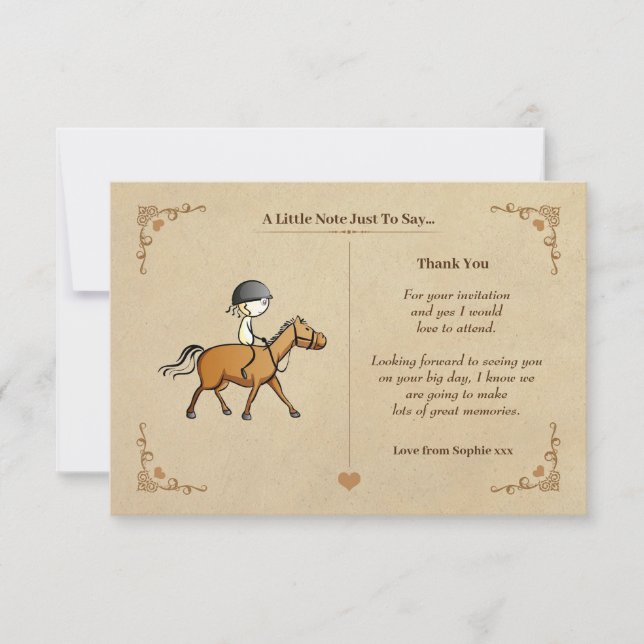 Vintage Horse And Rider Note Card (Front)