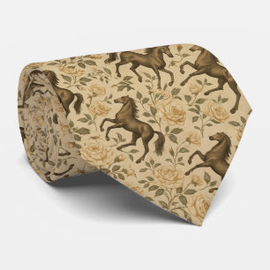 Vintage Horse and Rose Floral Tie