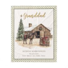 Vintage Horse Barn Christmas Granddad Cosy Blanket