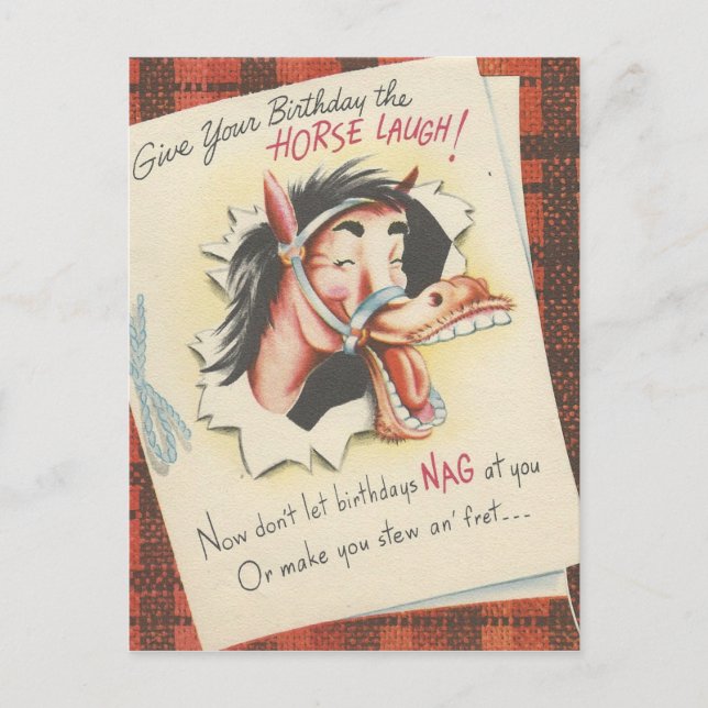 Vintage "Horse" Birthday Postcard (Front)
