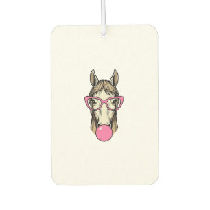 Vintage Horse Bubblegum Pink Glasses Shirt Design Car Air Freshener