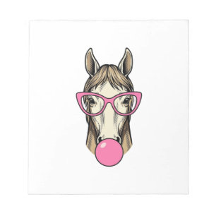 Vintage Horse Bubblegum Pink Glasses Shirt Design Notepad