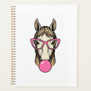 Vintage Horse Bubblegum Pink Glasses Shirt Design Planner