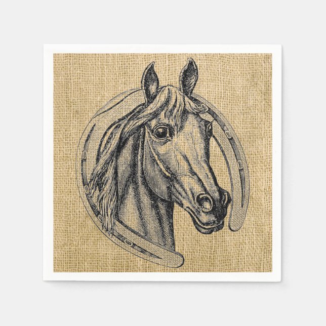 Vintage Horse Cameo Cocktail Napkins (Front)