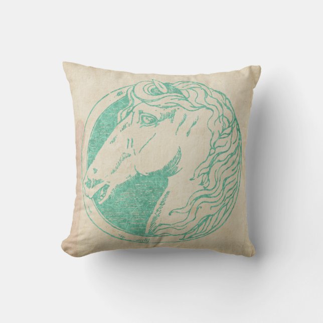 Vintage Horse Cameo Throw Pillow (Front)