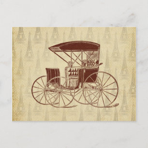 Vintage Horse Carriage in Paris Postcard