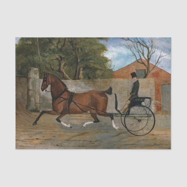 Vintage Horse Carriage Painting Tissue Paper (Front)