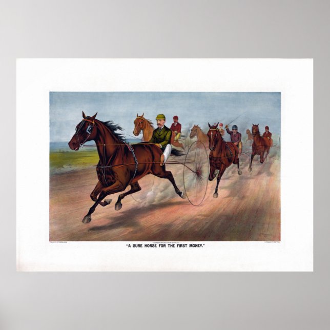 Vintage horse carriage racing print (Front)