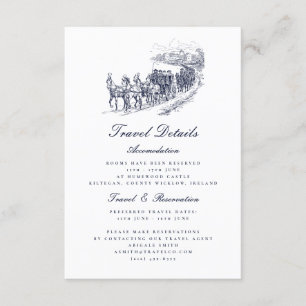 Vintage Horse Carriage Travel Details Wedding Enclosure Card