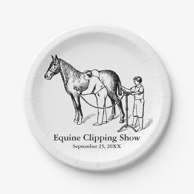 VINTAGE HORSE CLIPPING Custom Paper Plates (Front)
