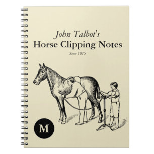 VINTAGE Horse Clipping Monogram Notebook