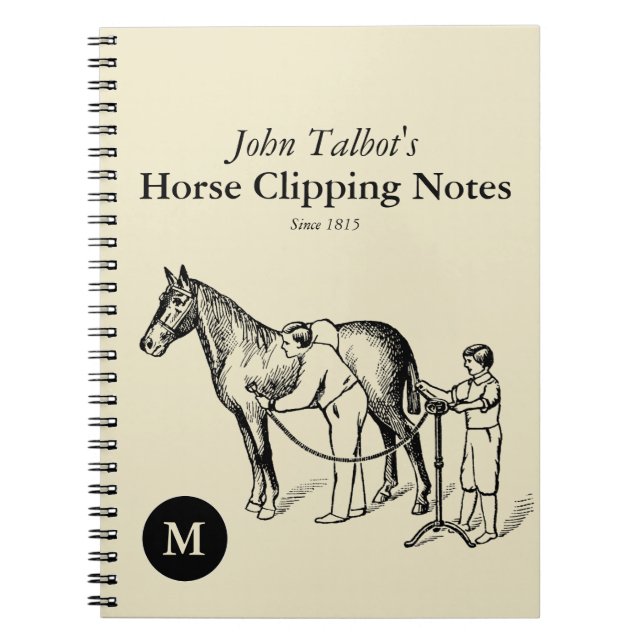 VINTAGE Horse Clipping Monogram Notebook (Front)