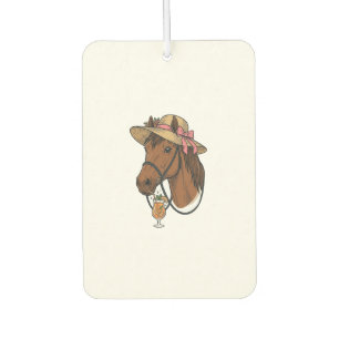 Vintage Horse Cocktail Summer Hat Illustration Car Air Freshener