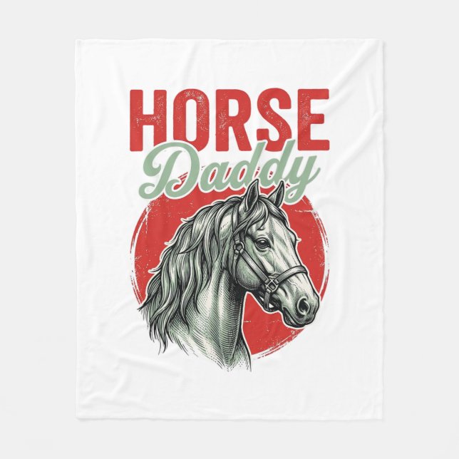 Vintage Horse Daddy Engraving Fleece Blanket (Front)