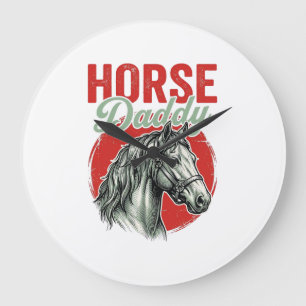 Vintage Horse Daddy Engraving Large Clock
