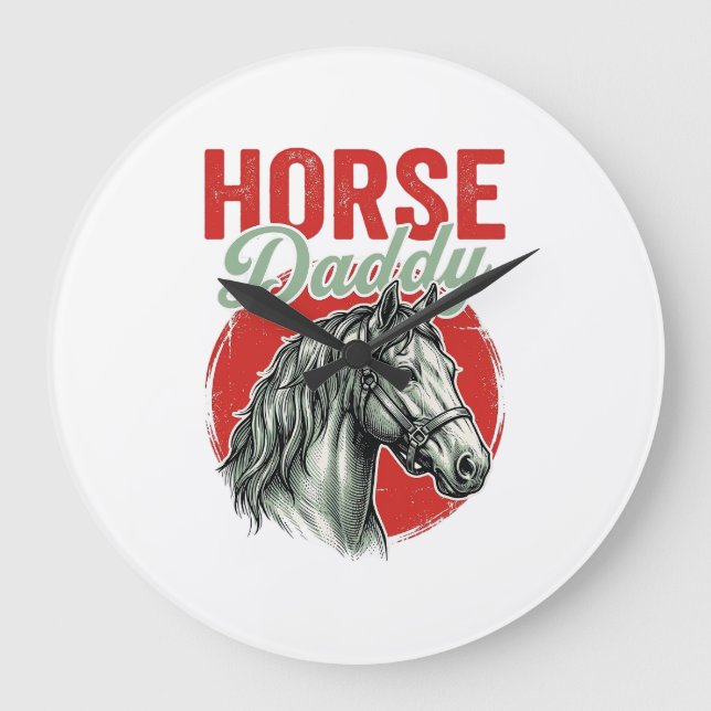 Vintage Horse Daddy Engraving Large Clock (Front)