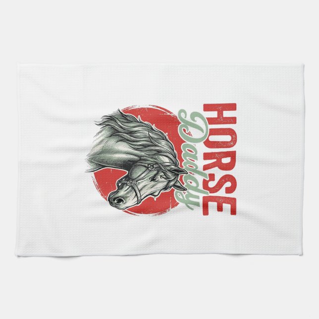 Vintage Horse Daddy Engraving Tea Towel (Horizontal)