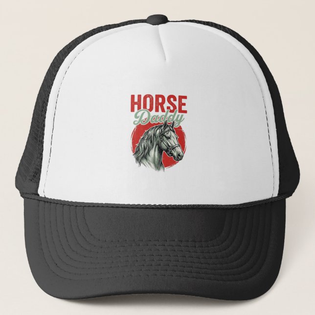 Vintage Horse Daddy Engraving Trucker Hat (Front)