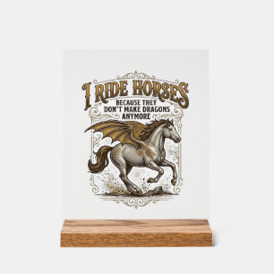Vintage Horse Dragon Fantasy Rider Shirt Design_1 Acrylic Sign