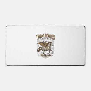 Vintage Horse Dragon Fantasy Rider Shirt Design_1 Desk Mat
