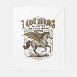 Vintage Horse Dragon Fantasy Rider Shirt Design_1 Fleece Blanket