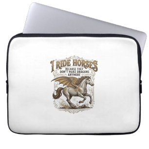 Vintage Horse Dragon Fantasy Rider Shirt Design_1 Laptop Sleeve