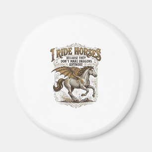 Vintage Horse Dragon Fantasy Rider Shirt Design_1 Magnet